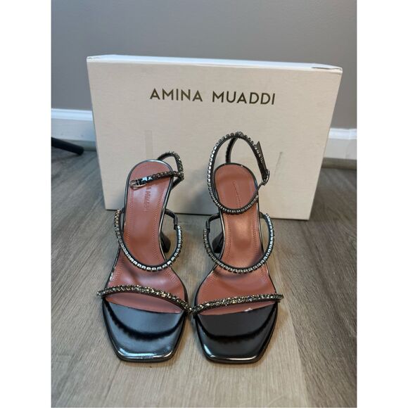 Amina Muaddi Gilda Glass embellished PVC sandals Size 35 $1170 - Picture 6 of 11